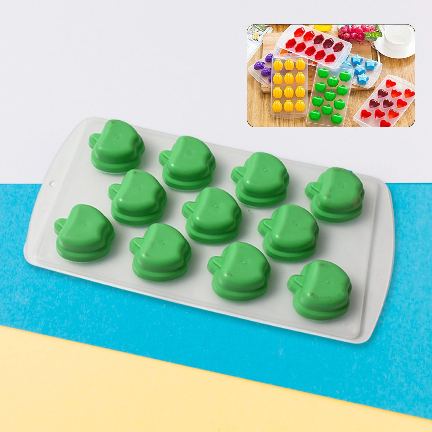 Silicone Mold Ice Cube Tray Creative Sweet Multi Type Ice Tray Buckets, Ice Cube Trays Multi Fruit Shape Ice Tray (1 Pc) Silicone Mold Ice Cube Tray Creative Sweet Multi Type Ice Tray Buckets, Ice Cube Trays Multi Fruit Shape Ice Tray (1 Pc)